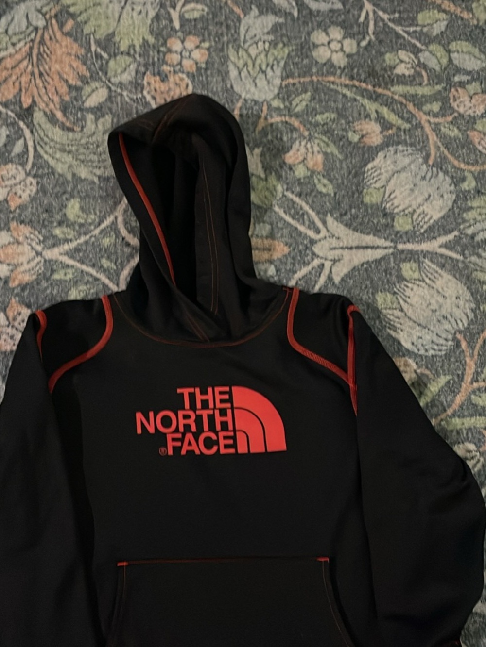The North Face Black Kids Hoodie with Red Logo & Stitching
